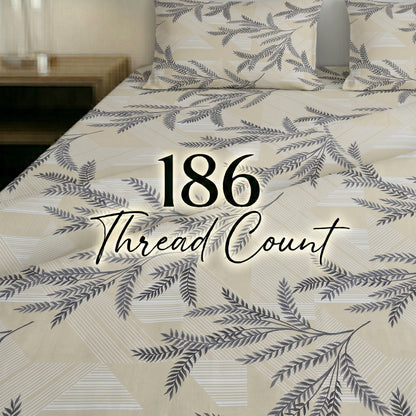 186 TC 100% Cotton Single Bedsheet 90 x 60 Inch with 1 Pillow Cover