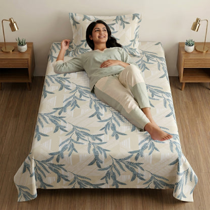 186 TC 100% Cotton Single Bedsheet 90 x 60 Inch with 1 Pillow Cover