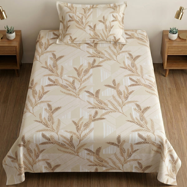 186 TC 100% Cotton Single Bedsheet 90 x 60 Inch with 1 Pillow Cover