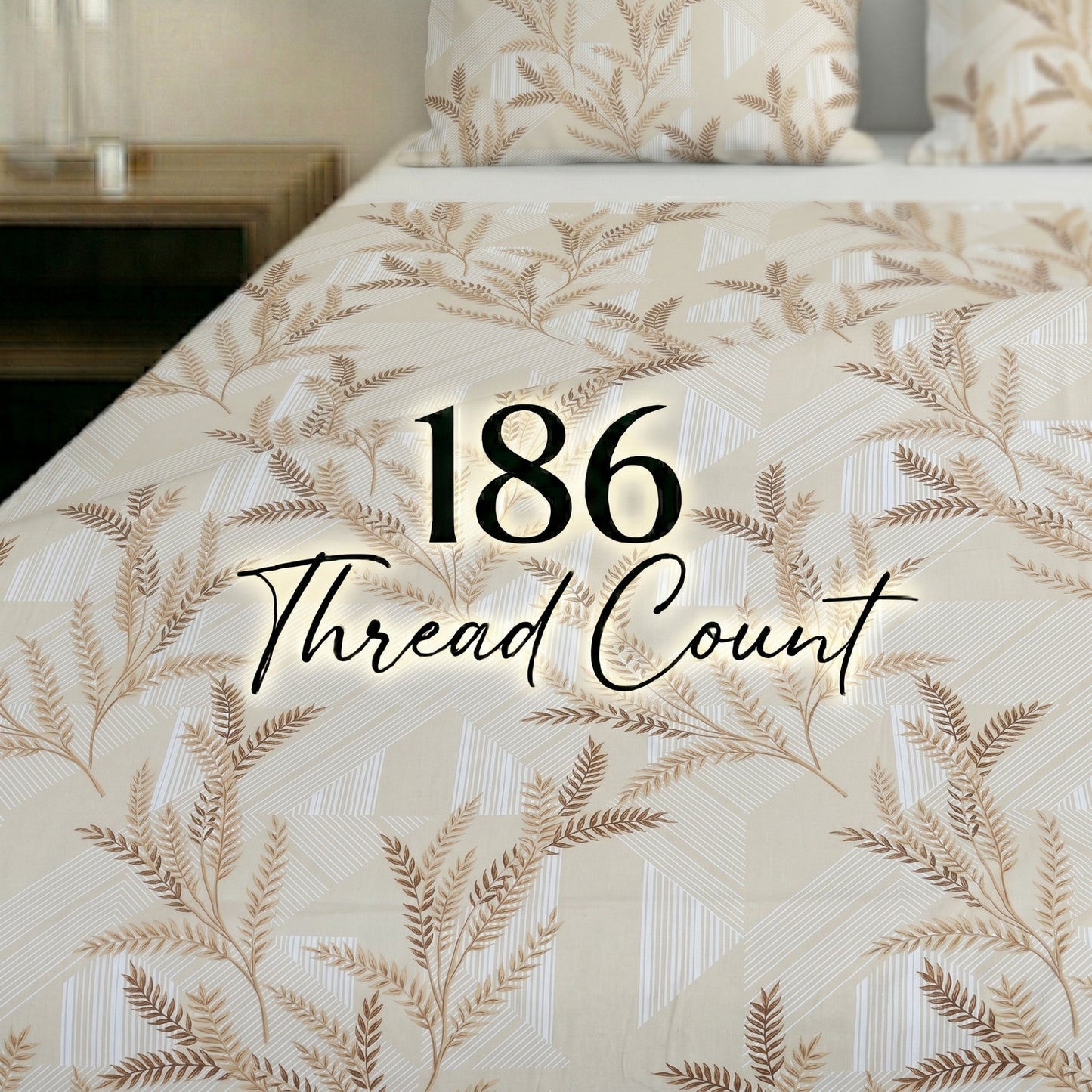 186 TC 100 % Cotton King Bedsheet | 108 x 108 Inch