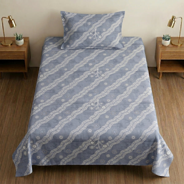 186 TC 100% Cotton Single Bedsheet 90 x 60 Inch with 1 Pillow Cover