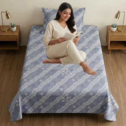 186 TC 100% Cotton Single Bedsheet 90 x 60 Inch with 1 Pillow Cover