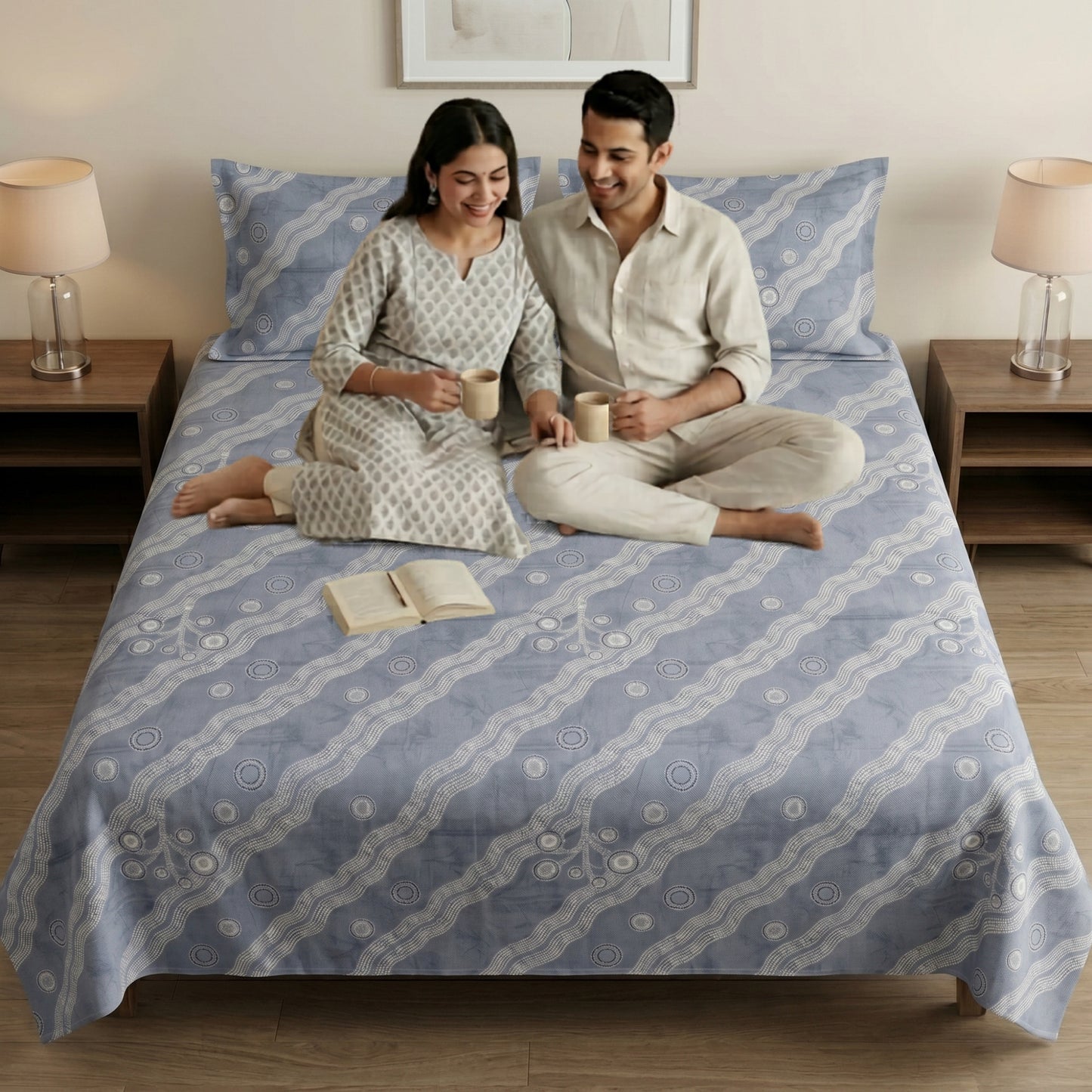 186 TC 100 % Cotton King Bedsheet | 108 x 108 Inch