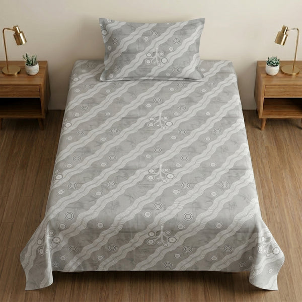 186 TC 100% Cotton Single Bedsheet 90 x 60 Inch with 1 Pillow Cover