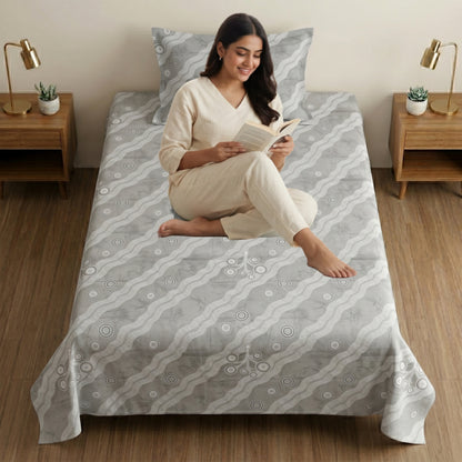186 TC 100% Cotton Single Bedsheet 90 x 60 Inch with 1 Pillow Cover