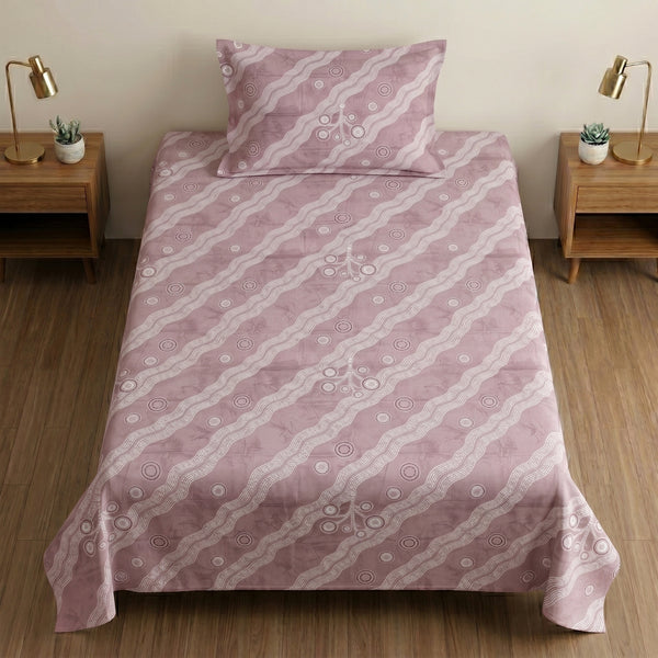 186 TC 100% Cotton Single Bedsheet 90 x 60 Inch with 1 Pillow Cover