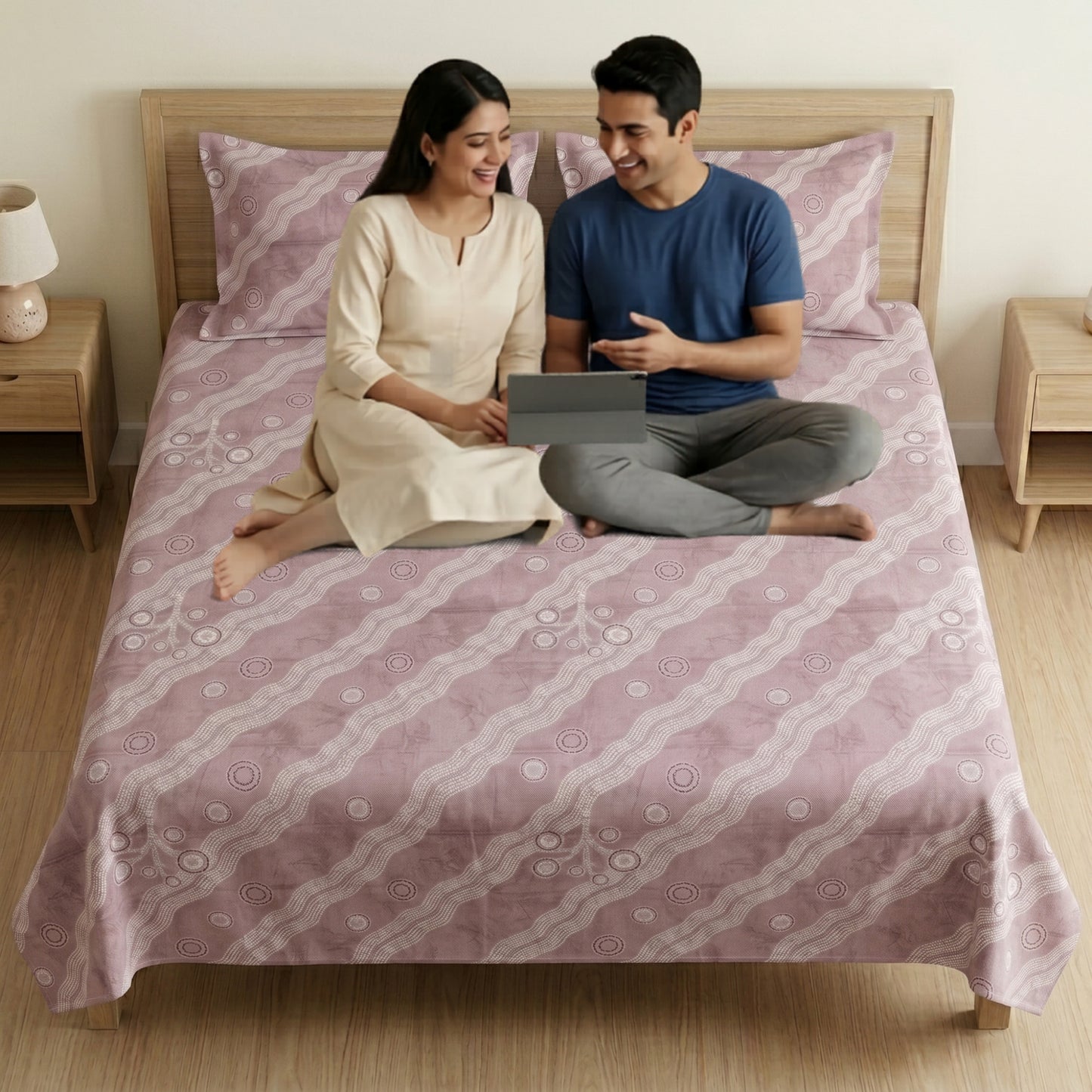 186 TC 100 % Cotton King Bedsheet | 108 x 108 Inch