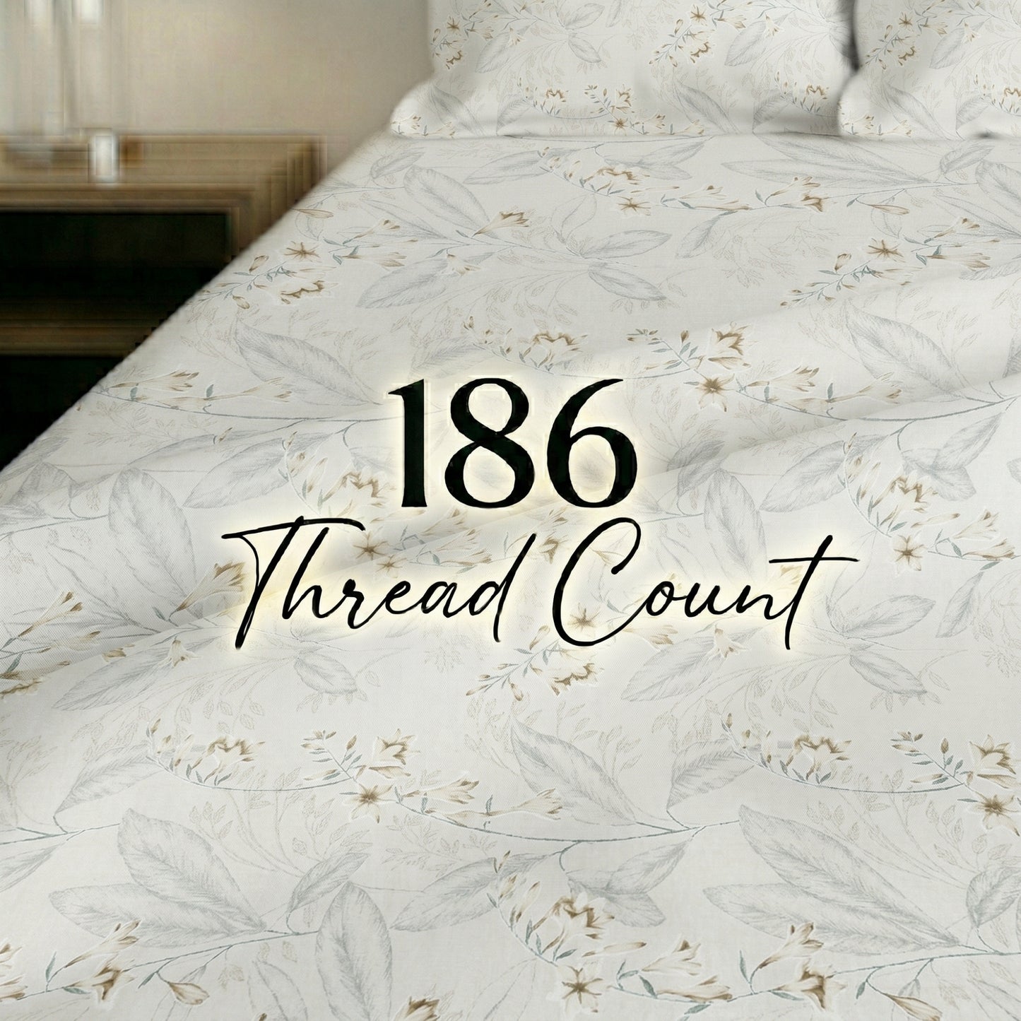 186 TC 100% Cotton Single Bedsheet 90 x 60 Inch with 1 Pillow Cover
