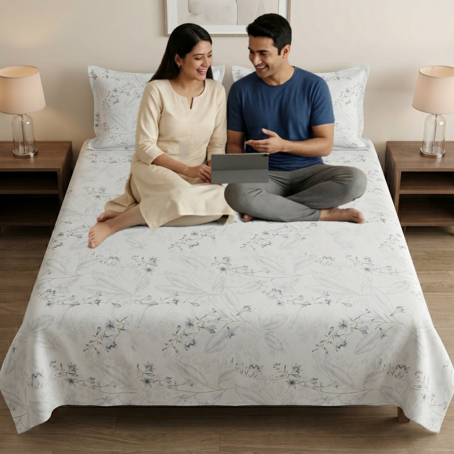 186 TC 100 % Cotton King Bedsheet | 108 x 108 Inch