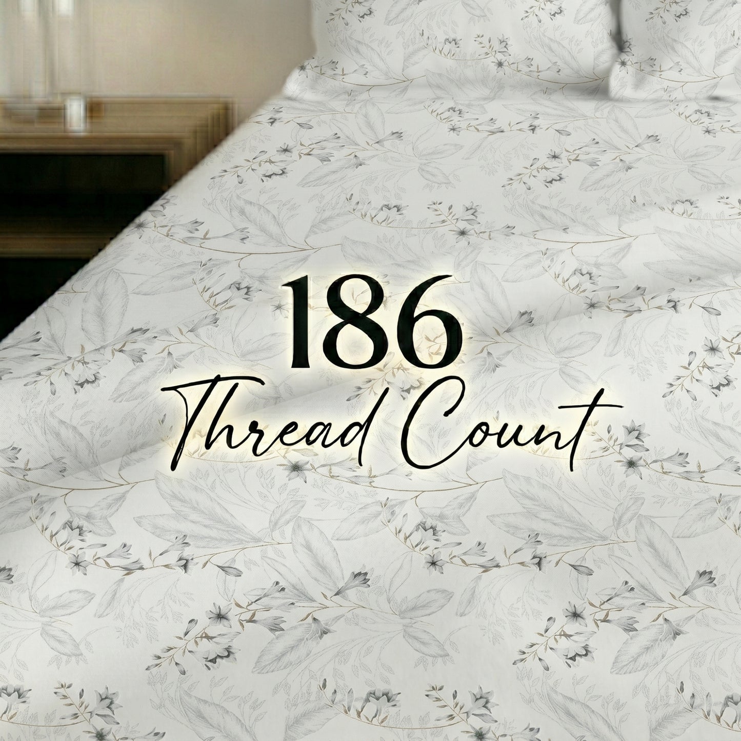 186 TC 100% Cotton Single Bedsheet 90 x 60 Inch with 1 Pillow Cover
