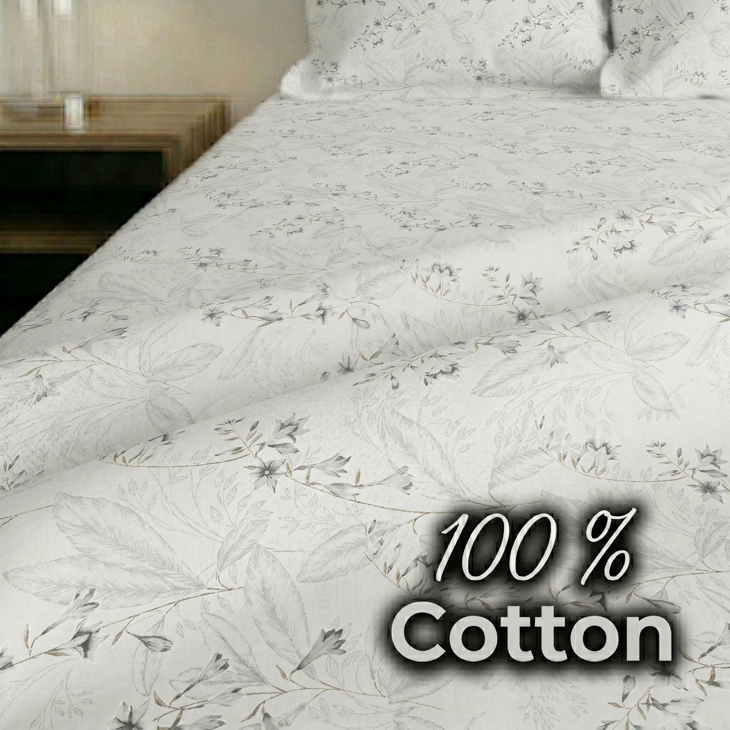 186 TC 100% Cotton Single Bedsheet 90 x 60 Inch with 1 Pillow Cover