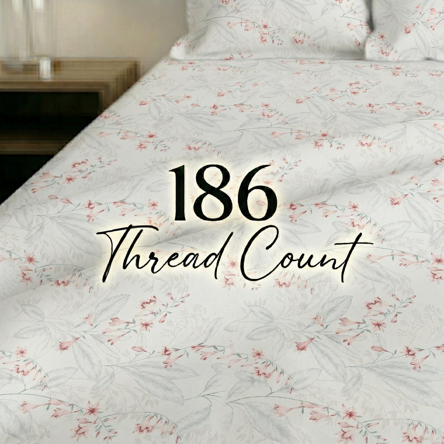 186 TC 100 % Cotton King Bedsheet | 108 x 108 Inch