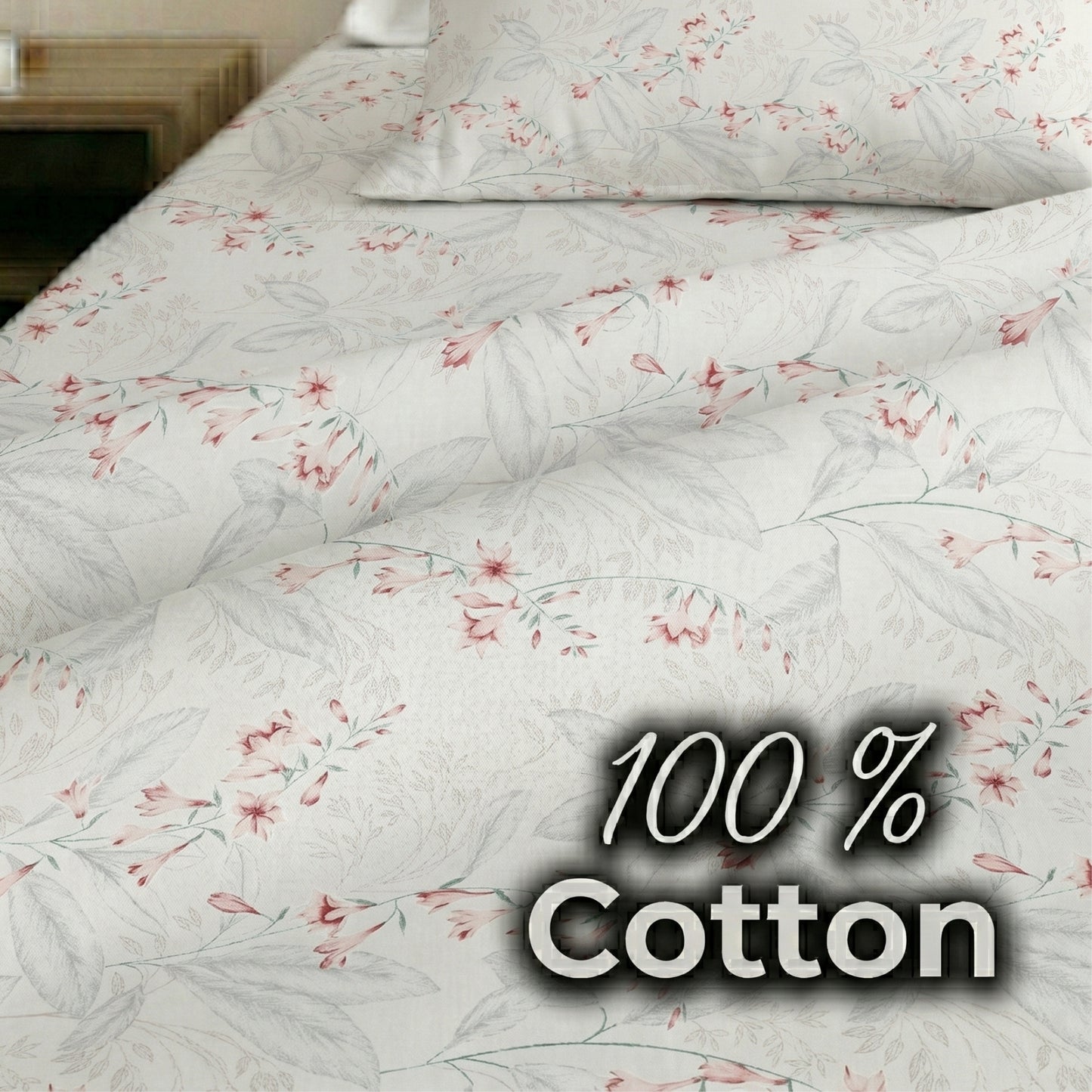 186 TC 100 % Cotton King Bedsheet | 108 x 108 Inch