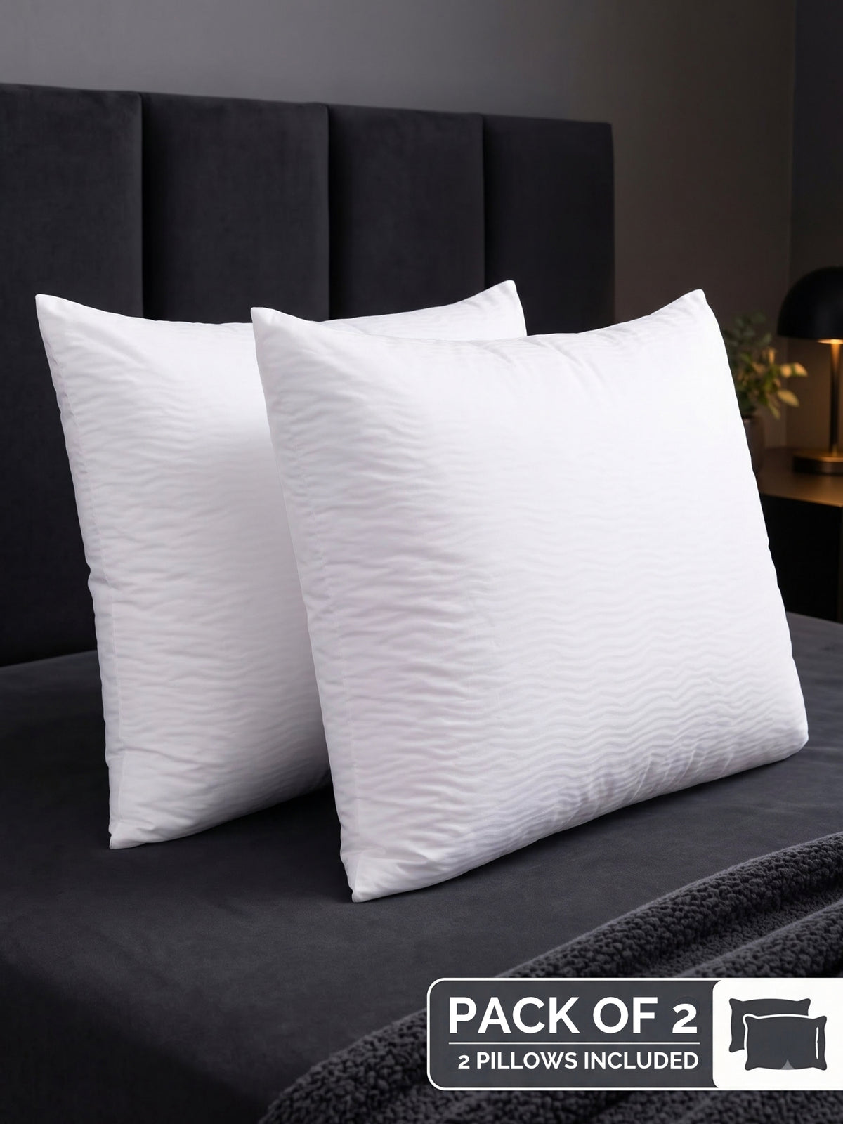 Microfiber Bed Pillows for Sleeping Set of 2 | 550g Virgin Conjugate Fiber Each (1100g Total) | Soft & Fluffy | 17 x 27 Inches | White | Pack of 2
