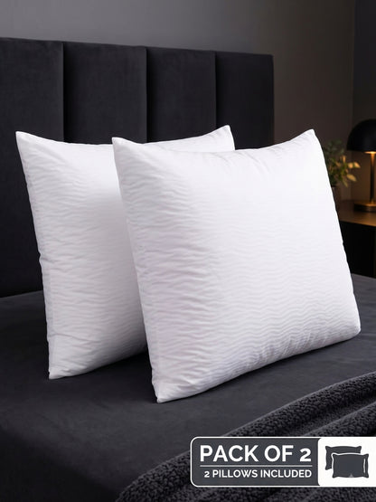 Microfiber Bed Pillows for Sleeping Set of 2 | 550g Virgin Conjugate Fiber Each (1100g Total) | Soft & Fluffy | 17 x 27 Inches | White | Pack of 2