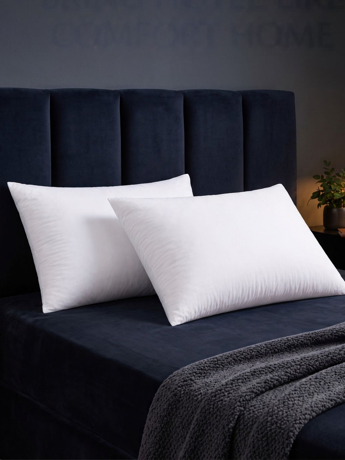 Microfiber Bed Pillows for Sleeping Set of 2 | 450g Virgin Conjugate Fiber Each (900g Total) | Soft & Fluffy | 16 x 24 Inches | White | Pack of 2