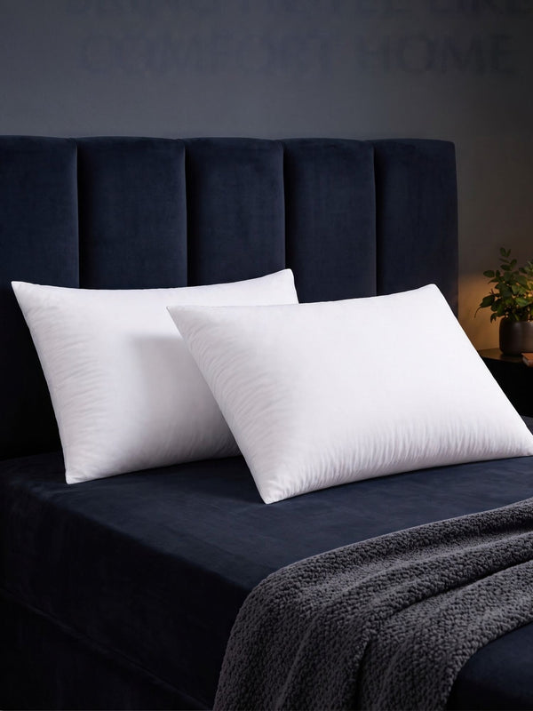 Microfiber Bed Pillows for Sleeping Set of 2 | 450g Virgin Conjugate Fiber Each (900g Total) | Soft & Fluffy | 16 x 24 Inches | White | Pack of 2