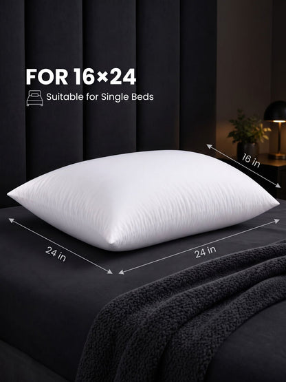 Microfiber Bed Pillows for Sleeping Set of 2 | 450g Virgin Conjugate Fiber Each (900g Total) | Soft & Fluffy | 16 x 24 Inches | White | Pack of 2