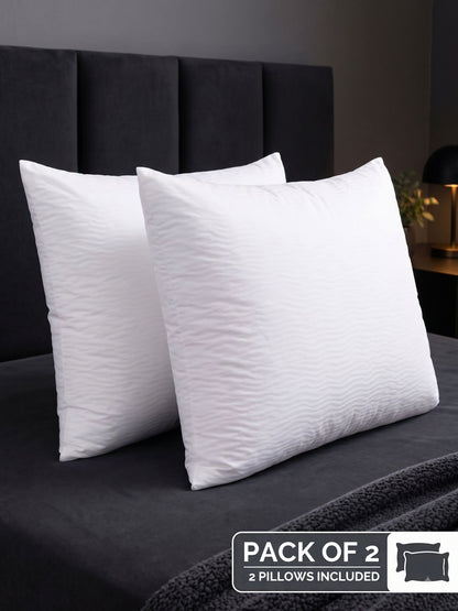 Microfiber Bed Pillows for Sleeping Set of 2 | 450g Virgin Conjugate Fiber Each (900g Total) | Soft & Fluffy | 16 x 24 Inches | White | Pack of 2