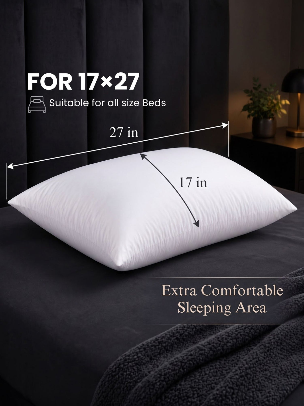 Microfiber Bed Pillow for Sleeping | 550g Virgin Conjugate Fiber Filling | Soft & Fluffy | 17 x 27 Inches | White | Pack of 1