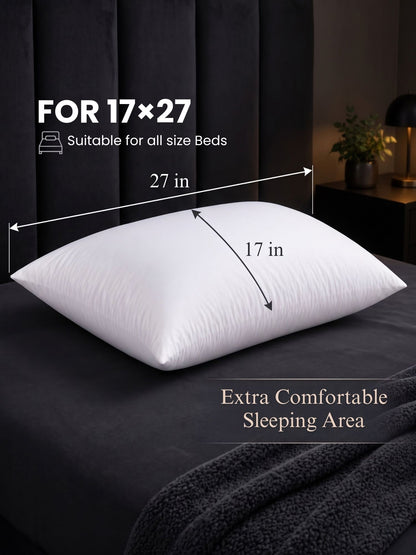 Microfiber Bed Pillow for Sleeping | 550g Virgin Conjugate Fiber Filling | Soft & Fluffy | 17 x 27 Inches | White | Pack of 1