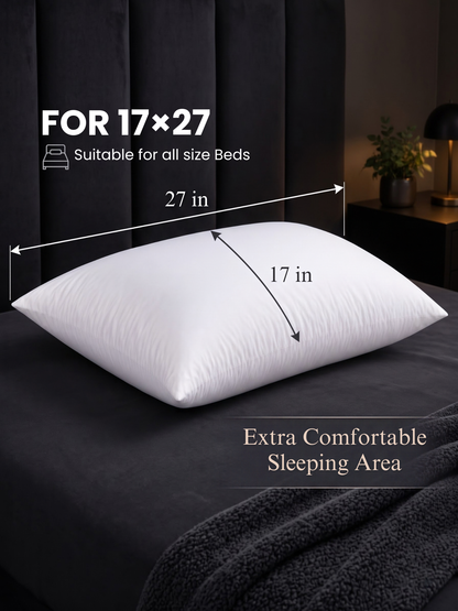 Slim Pillow for Sleeping | Low Height Soft Pillow | 550g Virgin Hollow Fiber Filling | Microfiber | 17 x 27 Inches | White | Pack of 1