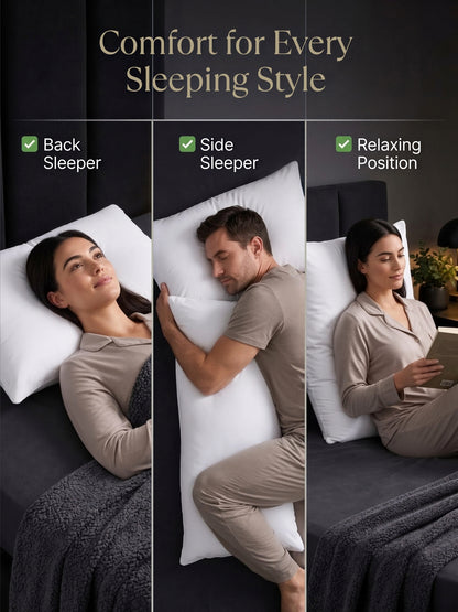 Slim Pillow for Sleeping | Low Height Soft Pillow | 550g Virgin Hollow Fiber Filling | Microfiber | 17 x 27 Inches | White | Pack of 1