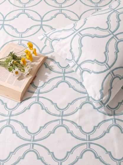 PLUMERIA King Size Bedsheet | 100% Cotton | 210 TC Premium Fabric | 108 x 108 Inches | 2 Pillow Covers