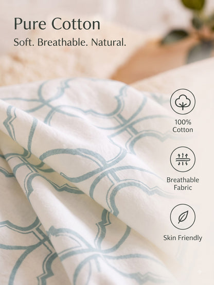 PLUMERIA King Size Bedsheet | 100% Cotton | 210 TC Premium Fabric | 108 x 108 Inches | 2 Pillow Covers