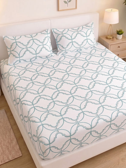 PLUMERIA King Size Bedsheet | 100% Cotton | 210 TC Premium Fabric | 108 x 108 Inches | 2 Pillow Covers