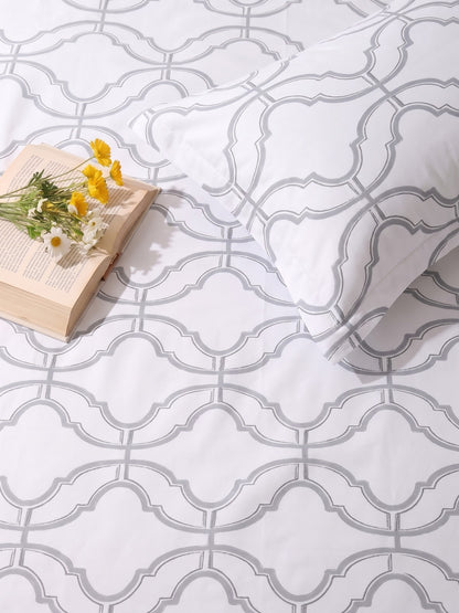 PLUMERIA King Size Bedsheet | 100% Cotton | 210 TC Premium Fabric | 108 x 108 Inches | 2 Pillow Covers