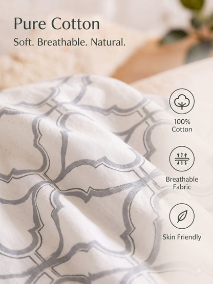 PLUMERIA King Size Bedsheet | 100% Cotton | 210 TC Premium Fabric | 108 x 108 Inches | 2 Pillow Covers