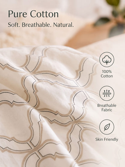 PLUMERIA King Size Bedsheet | 100% Cotton | 210 TC Premium Fabric | 108 x 108 Inches | 2 Pillow Covers