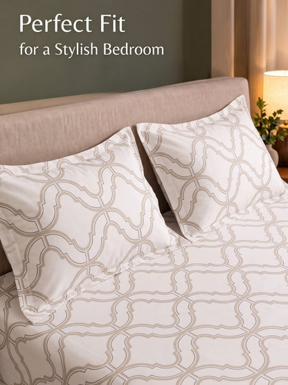PLUMERIA King Size Bedsheet | 100% Cotton | 210 TC Premium Fabric | 108 x 108 Inches | 2 Pillow Covers