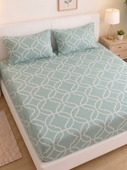 PLUMERIA King Size Bedsheet | 100% Cotton | 210 TC Premium Fabric | 108 x 108 Inches | 2 Pillow Covers