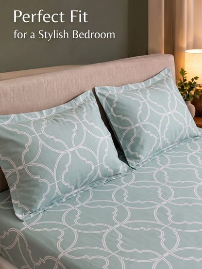 PLUMERIA King Size Bedsheet | 100% Cotton | 210 TC Premium Fabric | 108 x 108 Inches | 2 Pillow Covers