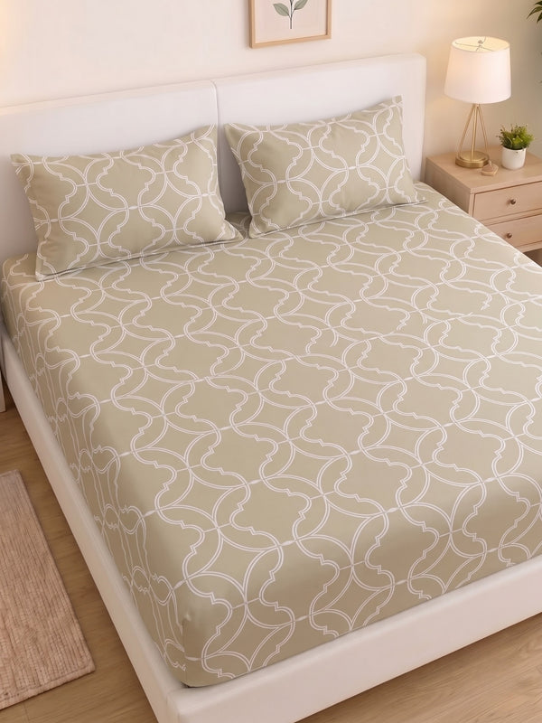 PLUMERIA King Size Bedsheet | 100% Cotton | 210 TC Premium Fabric | 108 x 108 Inches | 2 Pillow Covers