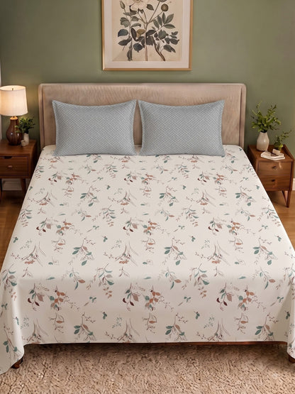 100% Cotton Classic Bedsheet - 108 x 108 Inches, 144 TC|Off White