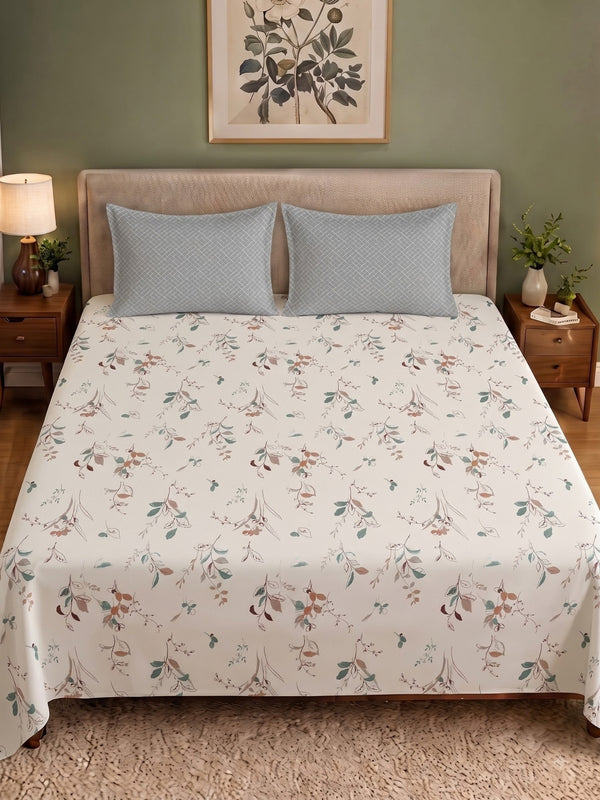 100% Cotton Classic Bedsheet - 108 x 108 Inches, 144 TC|Off White