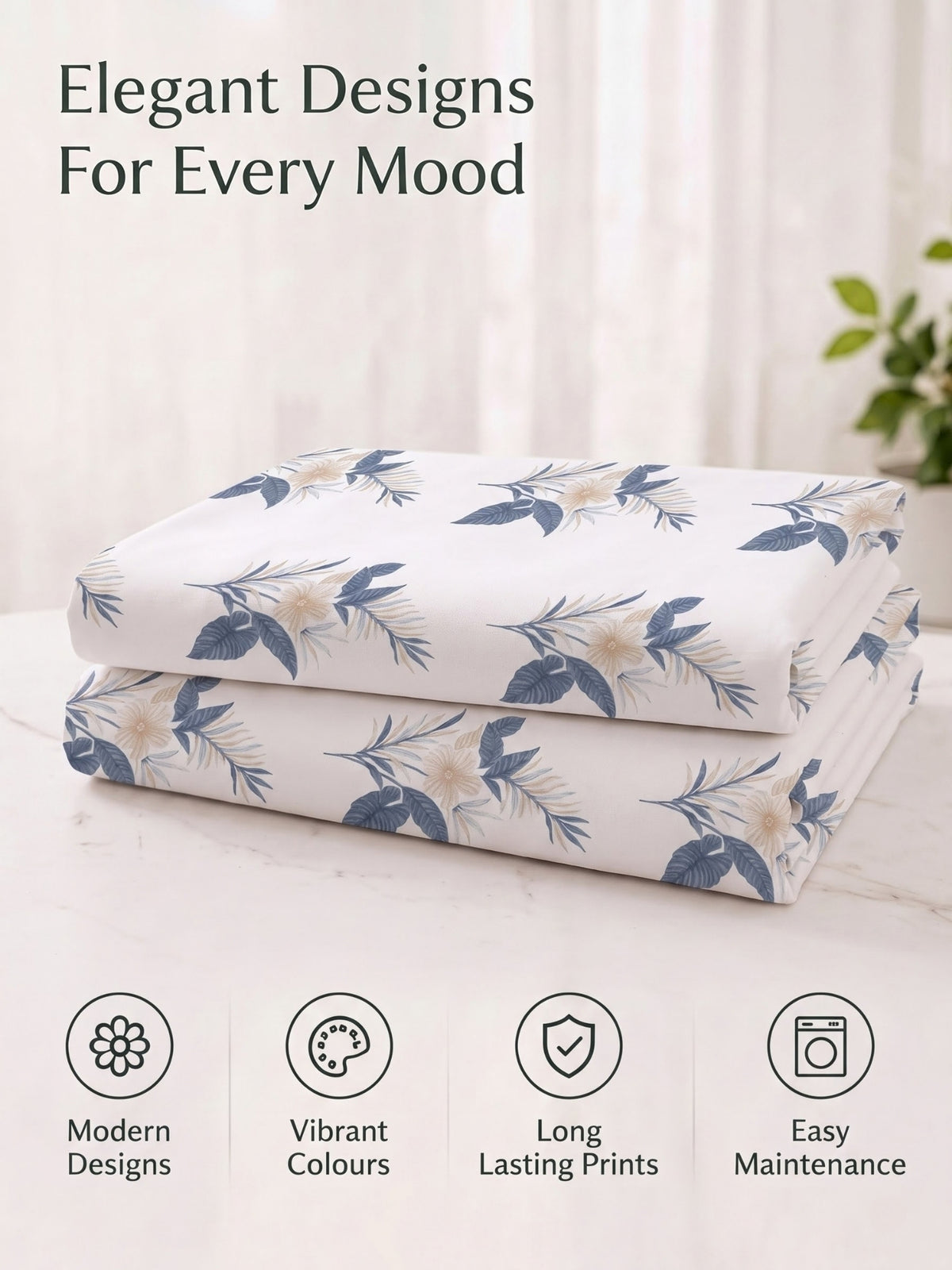 100% Cotton Classic Bedsheet - 108 x 108 Inches, 144 TC|White Blue