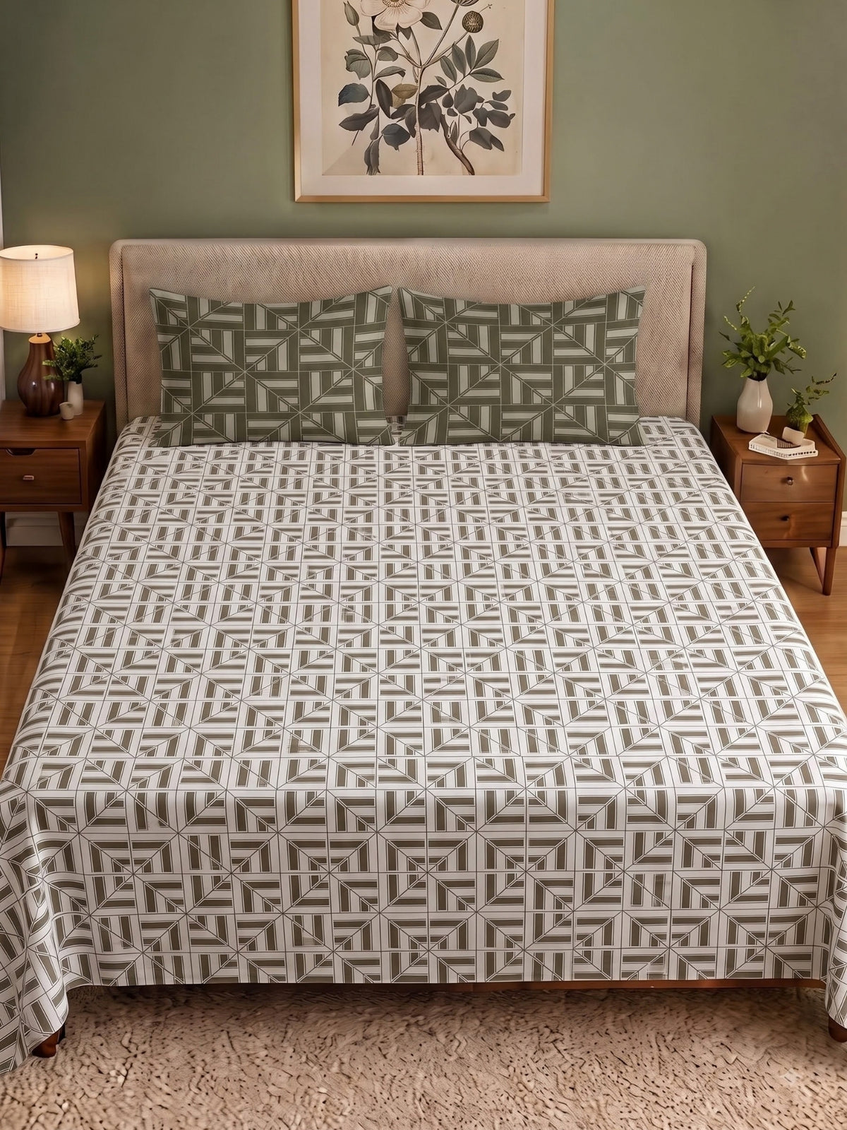 100% Cotton Classic Bedsheet - 108 x 108 Inches, 144 TC|Greyish-Brown