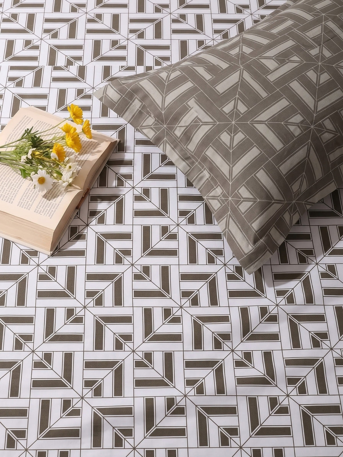 100% Cotton Classic Bedsheet - 108 x 108 Inches, 144 TC|Greyish-Brown
