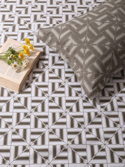 100% Cotton Classic Bedsheet - 108 x 108 Inches, 144 TC|Greyish-Brown