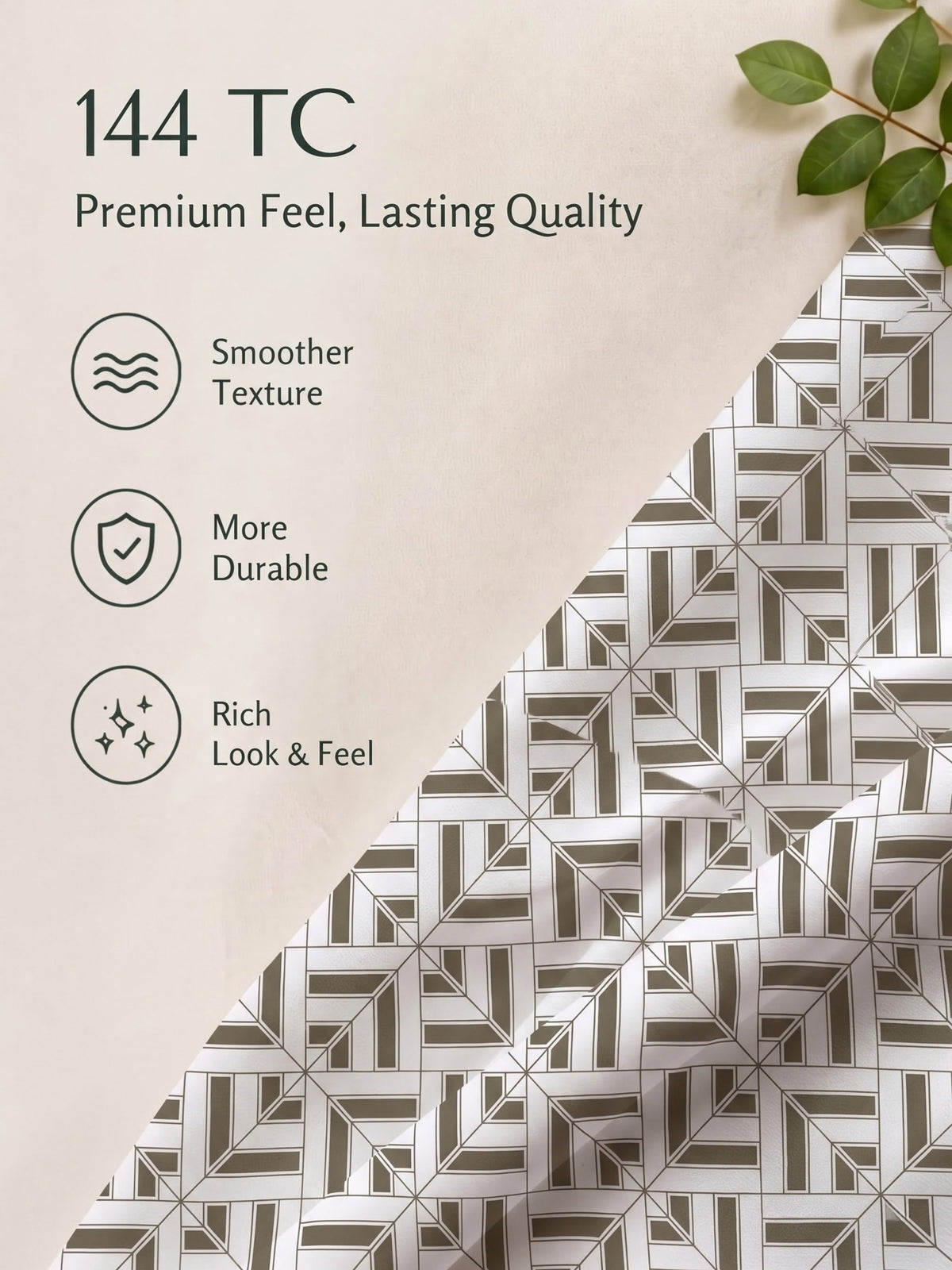 100% Cotton Classic Bedsheet - 108 x 108 Inches, 144 TC|Greyish-Brown