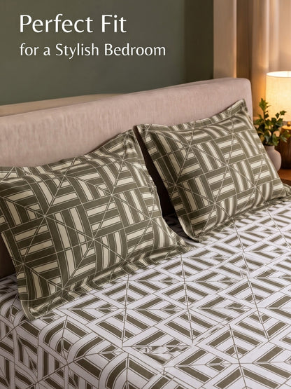 100% Cotton Classic Bedsheet - 108 x 108 Inches, 144 TC|Greyish-Brown