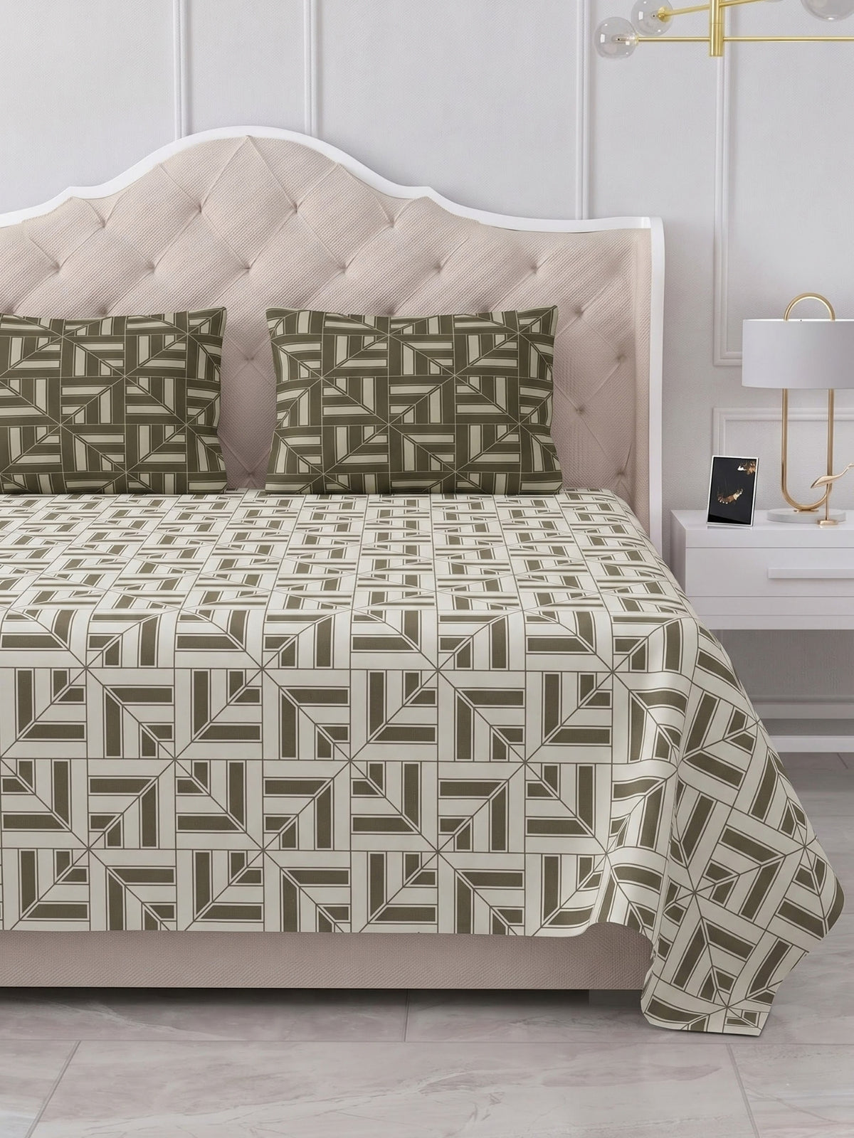 100% Cotton Classic Bedsheet - 108 x 108 Inches, 144 TC|Greyish-Brown