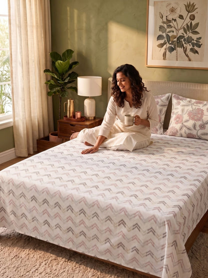 100% Cotton Classic Bedsheet - 108 x 108 Inches, 144 TC|White