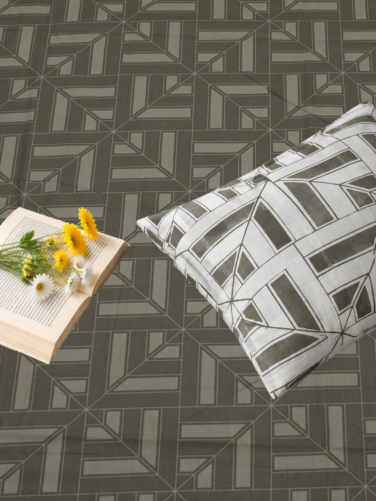 100% Cotton Classic Bedsheet - 108 x 108 Inches, 144 TC|Greyish-Green