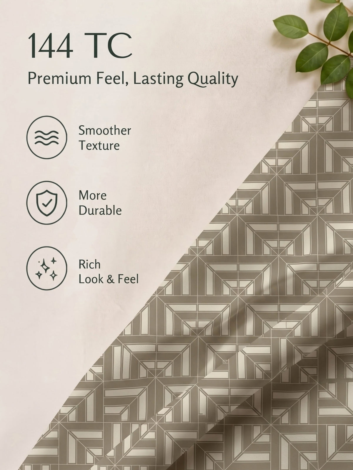 100% Cotton Classic Bedsheet - 108 x 108 Inches, 144 TC|Greyish-Green
