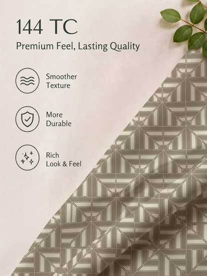 100% Cotton Classic Bedsheet - 108 x 108 Inches, 144 TC|Greyish-Green